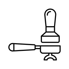 Coffee portafilter icon. Coffee equipment, pictogram on white background.