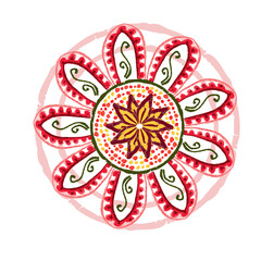 Indian rangoli circle hindu design pencil textured colorful vector card poster