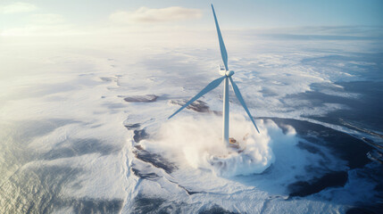 Aerial view of the wind turbine - obrazy, fototapety, plakaty
