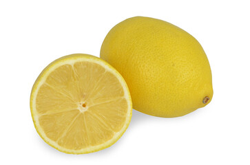 Two lemons with shadow on a transparent background, isolated, png ready to use. 