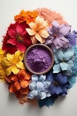 Obraz na płótnie Canvas Colorful paint powders pigments, complementary colors background
