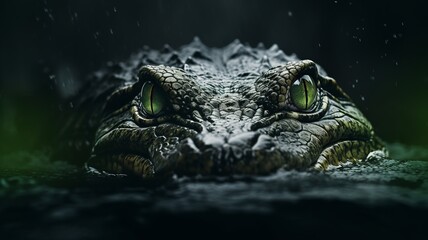Fototapeta premium Alligator head close-up in the water, Generative AI