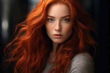 Fototapeta premium fashion portrait of a fashion young woman with red long hair