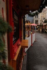 Photography of Christmas Market On the Altmarkt square in Dresden on snowy day