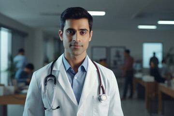 Portrait of a male doctor standing in a hospital