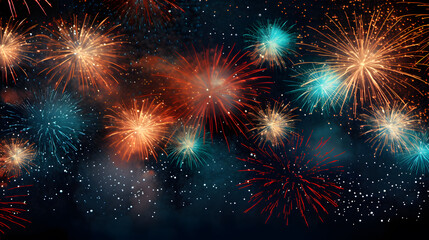 Fototapeta premium New year Dark background with fireworks
