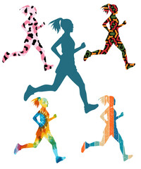Silhouette Various Runner Illustrations  