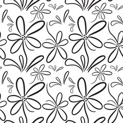 Fototapeta na wymiar Seamless floral pattern element vector shape doodle plant abstract texture background illustration for digital paper and print materials.