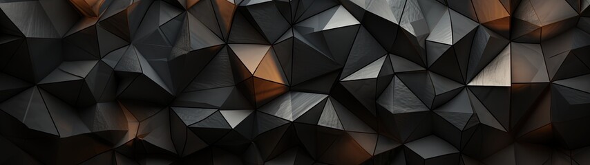 Abstract 3D Panoramic Background with Geometric Shapes in Black and Brown