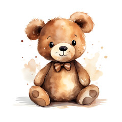 Fototapeta premium Watercolor Teddy bear isolated on isolated on white background