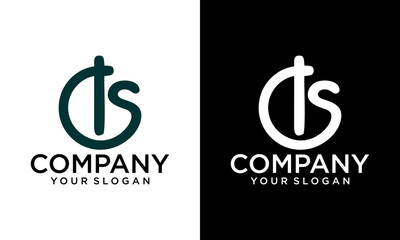 Creative and Minimalist Letter ST TS Logo Design Icon