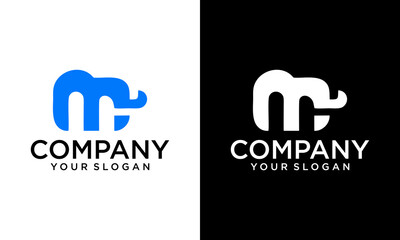 Mastodon Mammoth Initial M logo design inspiration