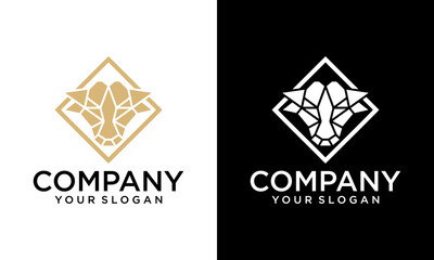 Rhino logo template. Endangered African Rhinoceros silhouette icon. eps 10