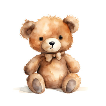 Watercolor Teddy bear isolated on isolated on white background