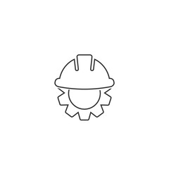 Worker safety helmet and gear line icon isolated in flat sign
