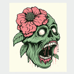a zombie with brain flowers