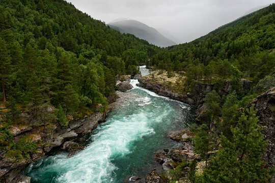 View of valley with flowing river