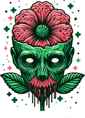 a zombie with brain flowers