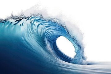 Blue Sea Wave With White Foam Isolated On White Background