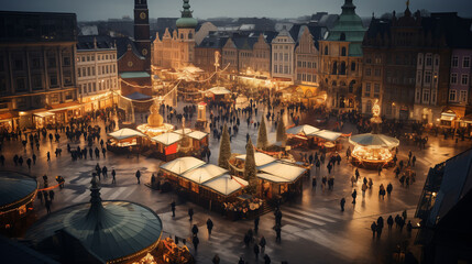 Aerial view of christmas market