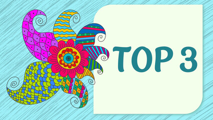 Top Three Colorful Mandala Element Blue Rounded Square Text 