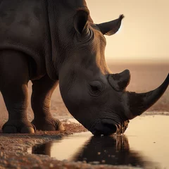 Zelfklevend Fotobehang rhino in safari © Adriano