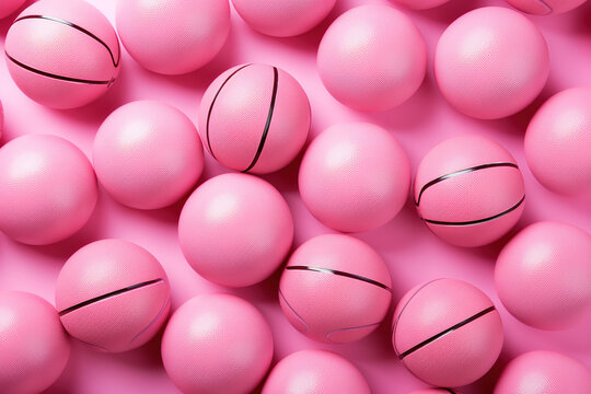 Multiple Pink Basketball Ball On A Pastel Background