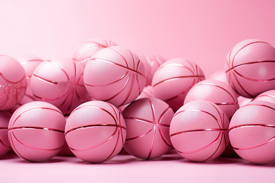 Multiple Pink Basketball Ball On A Pastel Background