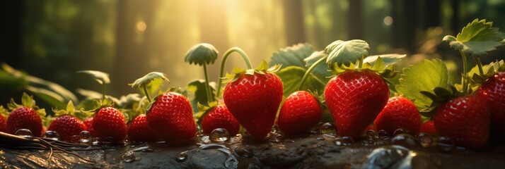 Strawberry Fields. Strawberry and Sky. Advertising Photo. Commercial Food photography. Natural Organic Strawberry