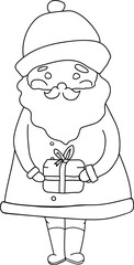 Santa Claus comes with a bag of presents, coloring, vector.