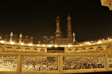 City of Mecca in the Kingdom of Saudi Arabia. October 23, 2023: Muslims circumambulate the Holy...