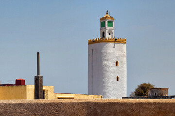 View of the historic Grande Mosque de Mazagan of El Jadida. This town is a major port city on the Atlantic coast of Morocco. Africa.