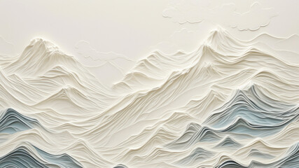 abstract mountain painting with only the color white