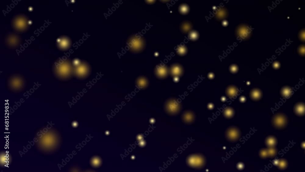 Poster Golden bokeh on particles floating in the air. Dust and glitter particles background