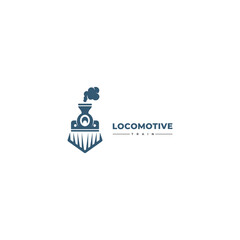 Vintage Old Locomotive Train Machine Logo Design Vector