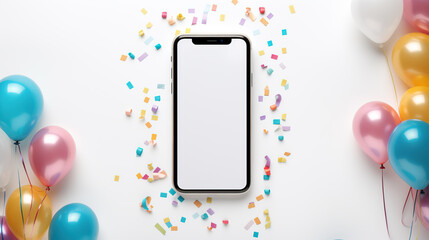 mobile phone with balloons 