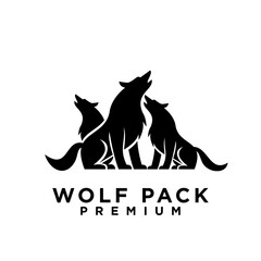wolf pack logo icon design illustration © Alpha Vector