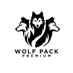 wolf pack logo icon design illustration