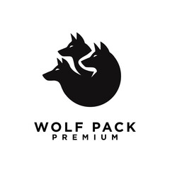 wolf pack logo icon design illustration