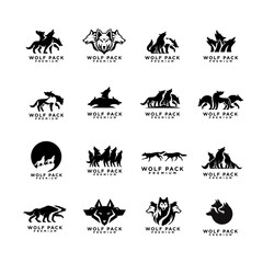 wolf pack logo icon design illustration - obrazy, fototapety, plakaty