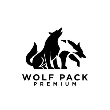 wolf pack logo icon design illustration