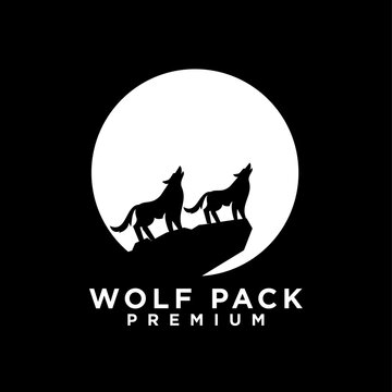 wolf pack logo icon design illustration