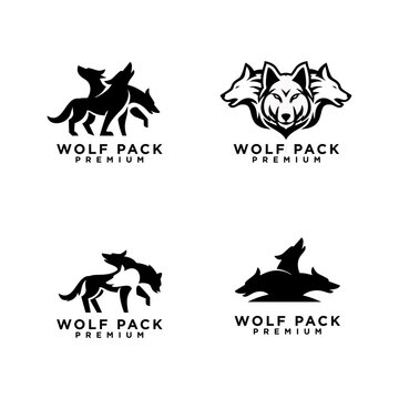 wolf pack logo icon design illustration