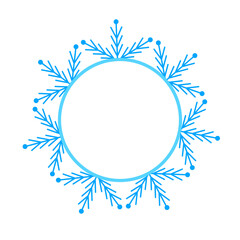 Round Vector blue Christmas winter frame made of snowflakes with place for text. Perfect copyspace for decorating social networks, photos and greeting card