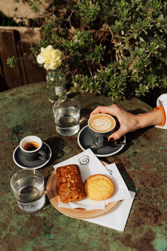 Woman enjoying coffe in Florence