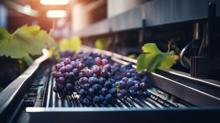 Grapes, Production of Grapes on conveyor belt in factory