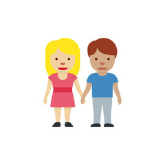 Woman and Man Holding Hands: Medium-Light Skin Tone, Medium-Skin Tone