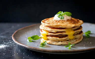 Capture the essence of Blini in a mouthwatering food photography shot Generative AI