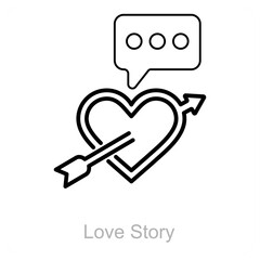 Love Story and heart icon concept 