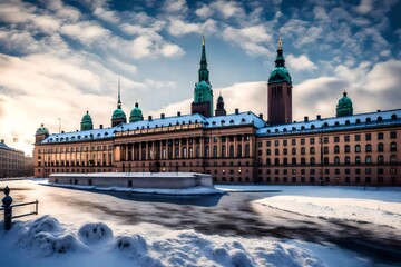 Stockholm parliament building in winter
